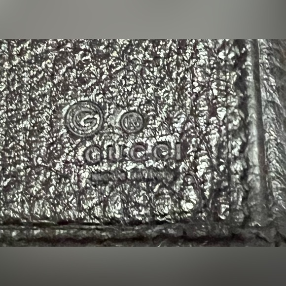 GUCCI AUTHENTIC BLACK LONG PEBBLED LEATHER BIFOLD W/ SILVER PLATE HARDWARE. EUC - Picture 6 of 13